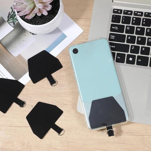 6Pcs Phone Tether Tabs Self Adhesive Lanyard Patches Cell Phone Lanyard Tabs Adhesive Cellphone Clips for Lanyards, Black, Universal for Most Smartphones in Saudi Arabia