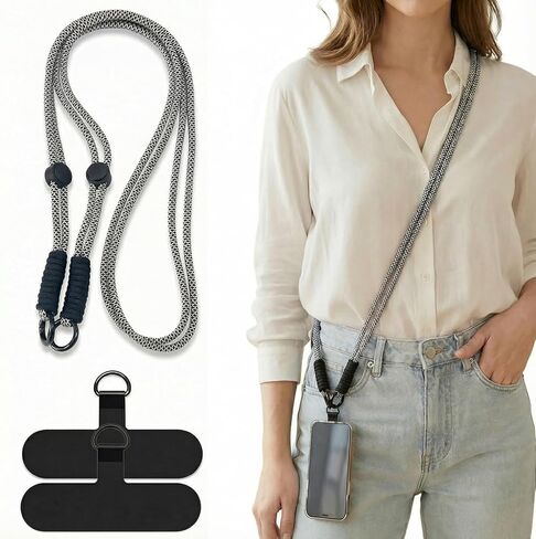 2-In-1phone Lanyard With With 2 Pack Tabs, Crossbody, Anti-Theft Neck Lanyard - Adjustable Nylon Rope For Travel & Festival in Saudi Arabia