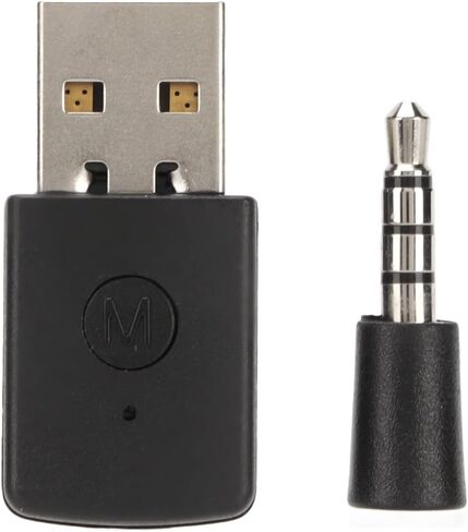 Bluetooth Adapter Receiver, 10m Transmission Distance Transmitter USB Adapter Wireless Bluetooth Dongle with 3.5mm Plug for PS 5 Controllers Model Headset Microphones in Saudi Arabia