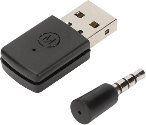 Bluetooth Adapter Receiver, 10m Transmission Distance Transmitter USB Adapter Wireless Bluetooth Dongle with 3.5mm Plug for PS 5 Controllers Model Headset Microphones in Saudi Arabia