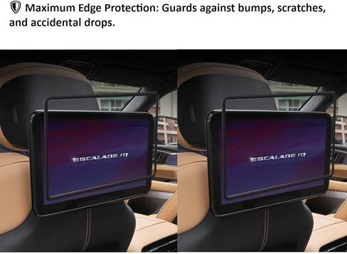 Silicone Screen Protector for 2021-2026 Cadillac Escalade Rear Seat Entertainment System, Soft Edge Guard Shockproof Anti-Crash Cover for Backseat Headrest Screen, Easy to Install & Remove (Black) in Saudi Arabia