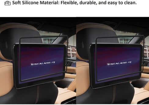Silicone Screen Protector for 2021-2026 Cadillac Escalade Rear Seat Entertainment System, Soft Edge Guard Shockproof Anti-Crash Cover for Backseat Headrest Screen, Easy to Install & Remove (Black) in Saudi Arabia