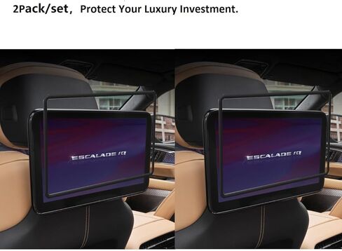 Silicone Screen Protector for 2021-2026 Cadillac Escalade Rear Seat Entertainment System, Soft Edge Guard Shockproof Anti-Crash Cover for Backseat Headrest Screen, Easy to Install & Remove (Black) in Saudi Arabia