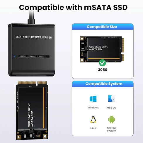 NFHK Adapter USB 3.0 USB-C Type-C Type-A Dual Connector to MSATA SSD Docking External Cable Enclosure 5Gbps in Saudi Arabia