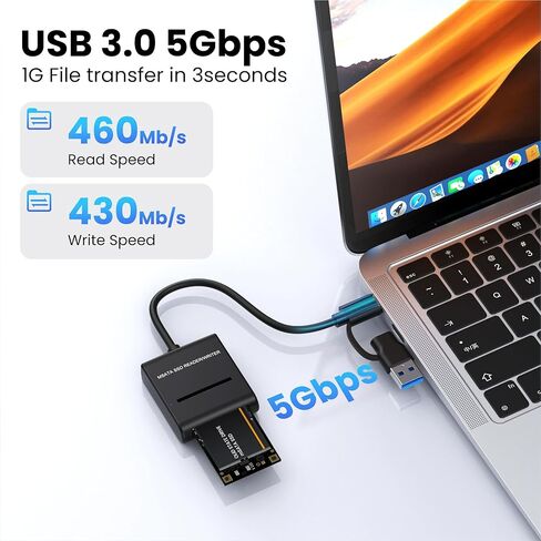 NFHK Adapter USB 3.0 USB-C Type-C Type-A Dual Connector to MSATA SSD Docking External Cable Enclosure 5Gbps in Saudi Arabia