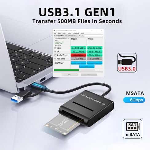 NFHK Adapter USB 3.0 USB-C Type-C Type-A Dual Connector to MSATA SSD Docking External Cable Enclosure 5Gbps in Saudi Arabia