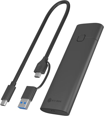 حاوية M.2 NVME SSD، ICY BOX USB 3.2 Gen 2 (10 جيجابت في الثانية) إلى NVME PCIe SSD، حافظة خارجية من الألومنيوم، مفاتيح M-Key وB+M وحجم SSD 2230/2242 /2260/2280 SSD، حماية ضد الكتابة in Kuwait