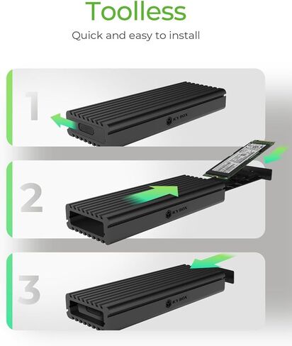 حاوية M.2 NVME SSD، ICY BOX USB 3.2 Gen 2 (10 جيجابت في الثانية) إلى NVME PCIe SSD، حافظة خارجية من الألومنيوم، مفاتيح M-Key وB+M وحجم SSD 2230/2242 /2260/2280 SSD، حماية ضد الكتابة in Kuwait