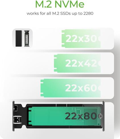 حاوية M.2 NVME SSD، ICY BOX USB 3.2 Gen 2 (10 جيجابت في الثانية) إلى NVME PCIe SSD، حافظة خارجية من الألومنيوم، مفاتيح M-Key وB+M وحجم SSD 2230/2242 /2260/2280 SSD، حماية ضد الكتابة in Kuwait