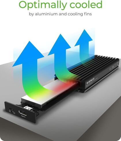 حاوية M.2 NVME SSD، ICY BOX USB 3.2 Gen 2 (10 جيجابت في الثانية) إلى NVME PCIe SSD، حافظة خارجية من الألومنيوم، مفاتيح M-Key وB+M وحجم SSD 2230/2242 /2260/2280 SSD، حماية ضد الكتابة in Kuwait