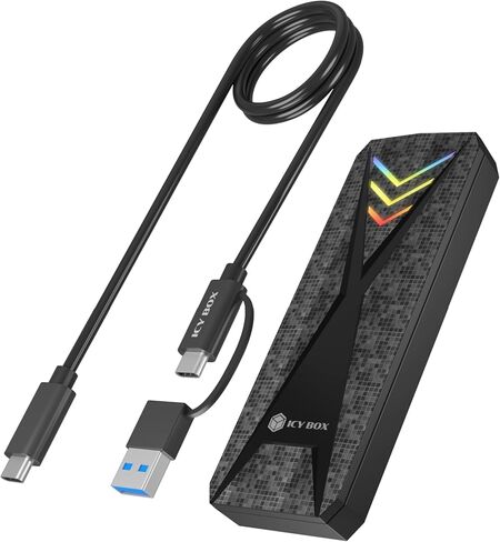 حاوية M.2 NVME SSD، ICY BOX USB 3.2 Gen 2 (10 جيجابت في الثانية) إلى NVME PCIe SSD، حافظة خارجية من الألومنيوم، مفاتيح M-Key وB+M وحجم SSD 2230/2242 /2260/2280 SSD، حماية ضد الكتابة in Kuwait