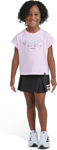 adidas, Baby Girls, Box Tee Pleated Skort Set (Toddler/Little Kids), Clear Pink Adi, 2 Years, Toddler in Saudi Arabia