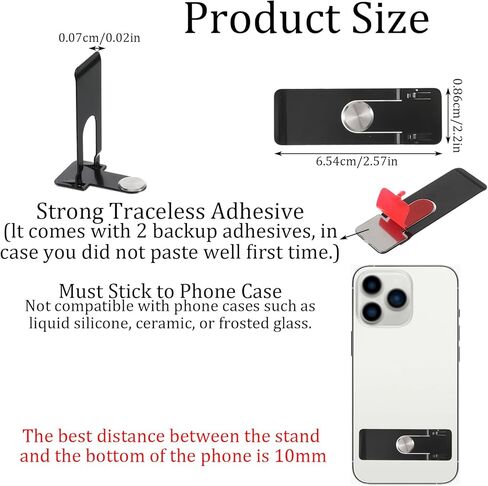 2 Pack Ultra Thin Phone Kickstand 360 Rotating Alloy Steel Metal Stable Stand Universal Horizontal Vertical Phone Holder Portable Foldable Case Stand Black in Kuwait