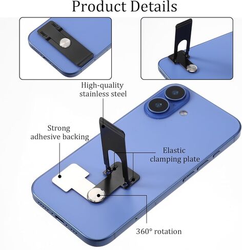 2 Pack Ultra Thin Phone Kickstand 360 Rotating Alloy Steel Metal Stable Stand Universal Horizontal Vertical Phone Holder Portable Foldable Case Stand Black in Kuwait