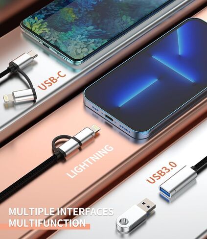 OTG Cable 3.0 USB to USB C Lightning Adapter for Apple for iPhone 15 Pro Max Plus 11 12 13 14 for iPad 10、Air 4/5、Mini 6、Pro12.9 Compatible for Samsung Galaxy Type C Thunderbolt Port Camera Cord in Saudi Arabia