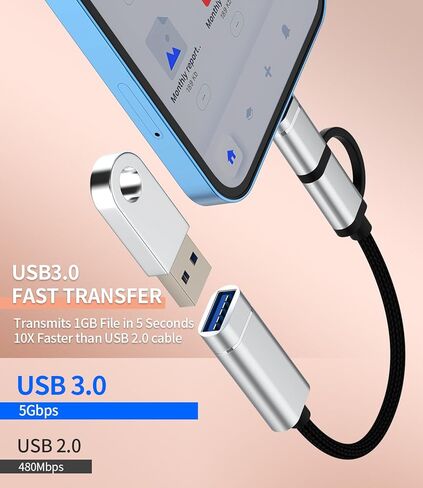 OTG Cable 3.0 USB to USB C Lightning Adapter for Apple for iPhone 15 Pro Max Plus 11 12 13 14 for iPad 10、Air 4/5、Mini 6、Pro12.9 Compatible for Samsung Galaxy Type C Thunderbolt Port Camera Cord in Saudi Arabia
