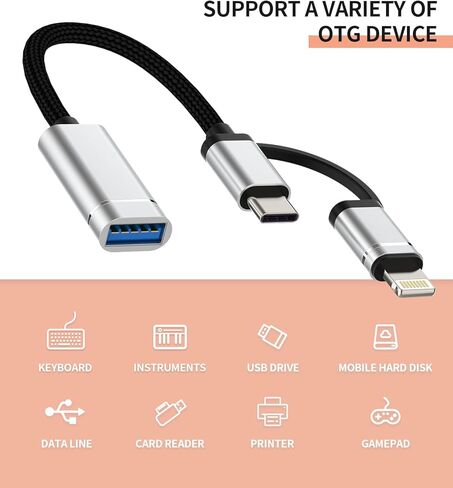 OTG Cable 3.0 USB to USB C Lightning Adapter for Apple for iPhone 15 Pro Max Plus 11 12 13 14 for iPad 10、Air 4/5、Mini 6、Pro12.9 Compatible for Samsung Galaxy Type C Thunderbolt Port Camera Cord in Saudi Arabia