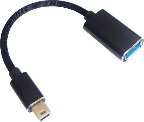 Metal Casing USB A 2.0 Female to Mini USB B 5Pin Male OTG Adapter Cable for Digital Camera Tablet MP3 (Black) in Saudi Arabia
