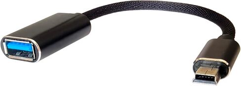 Metal Casing USB A 2.0 Female to Mini USB B 5Pin Male OTG Adapter Cable for Digital Camera Tablet MP3 (Black) in Saudi Arabia