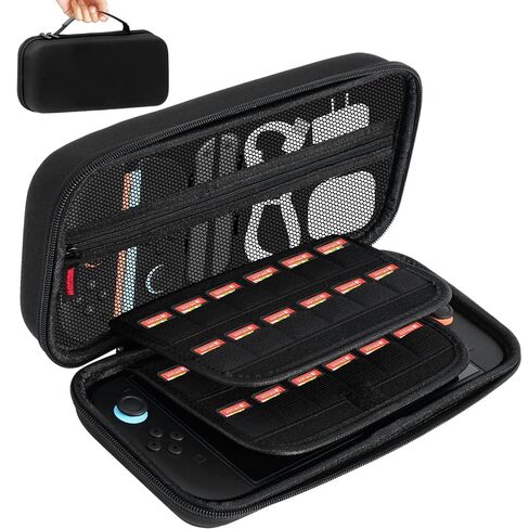 MoldRaychi Protective Hard Carrying Case for Nintendo Switch 2 (2025 Model) - Shockproof Travel Case with 24 Game Card Slots & Accessory Pouch for Console, Joy-Cons, Charger - Black in Saudi Arabia