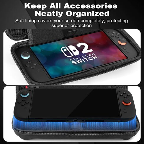 MoldRaychi Protective Hard Carrying Case for Nintendo Switch 2 (2025 Model) - Shockproof Travel Case with 24 Game Card Slots & Accessory Pouch for Console, Joy-Cons, Charger - Black in Saudi Arabia
