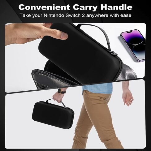 MoldRaychi Protective Hard Carrying Case for Nintendo Switch 2 (2025 Model) - Shockproof Travel Case with 24 Game Card Slots & Accessory Pouch for Console, Joy-Cons, Charger - Black in Saudi Arabia