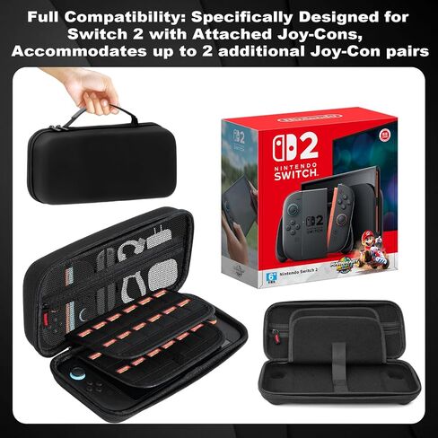 MoldRaychi Protective Hard Carrying Case for Nintendo Switch 2 (2025 Model) - Shockproof Travel Case with 24 Game Card Slots & Accessory Pouch for Console, Joy-Cons, Charger - Black in Saudi Arabia