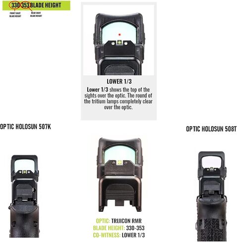 Night Fision Optics Ready Stealth .330-.353 Night Sight Set for Glock 17/19/34 Designed for Lower 1/3rd Co-Witness with Trijicon RMR & SRO, Holosun 507c & 508t in Saudi Arabia