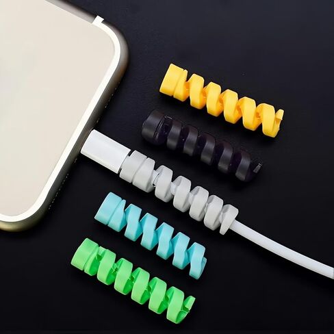 16pcs Assorted Colors Spiral Winder – Silicone Cable Protector for USB Data Line & Charger in Saudi Arabia