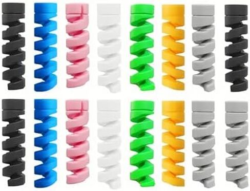 16pcs Assorted Colors Spiral Winder – Silicone Cable Protector for USB Data Line & Charger in Saudi Arabia