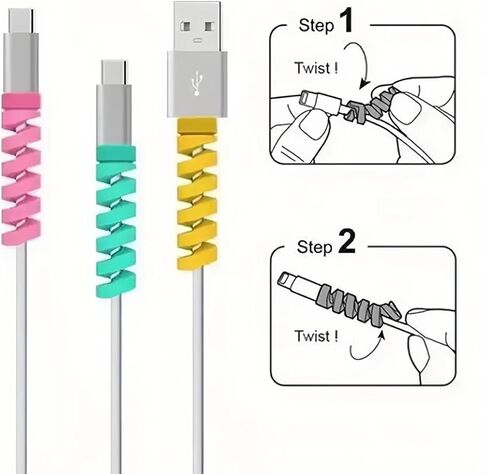 16pcs Assorted Colors Spiral Winder – Silicone Cable Protector for USB Data Line & Charger in Saudi Arabia
