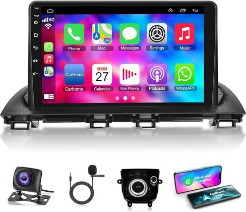 4G+64G Car Radio Stereo for Mazda 3 Axela 2014-2019, Wireless Carplay&Android Auto with Android 13 Support Bluetooth/Voice Control/GPS/WiFi/Back-up Camera/SWC/FM, 9 Inch IPS Touch Screen in Saudi Arabia