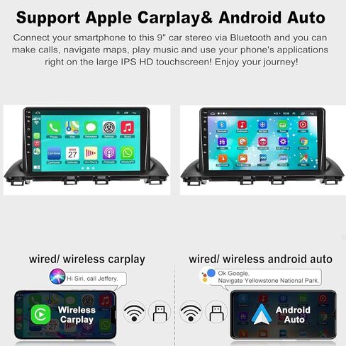 4G+64G Car Radio Stereo for Mazda 3 Axela 2014-2019, Wireless Carplay&Android Auto with Android 13 Support Bluetooth/Voice Control/GPS/WiFi/Back-up Camera/SWC/FM, 9 Inch IPS Touch Screen in Saudi Arabia
