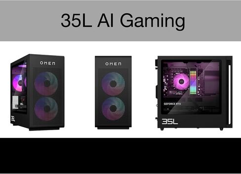 كمبيوتر مكتبي HP OMEN 35L AI للألعاب (AMD Ryzen 7 8700F، GeForce RTX 5070 12GB GDDR7، 64GB DDR5، 1TB PCIe SSD + 3TB HDD، مراوح RGB، 850W PSU، WiFi 6، Win 11 Pro) مع موسع منفذ USB DKZ in Saudi Arabia