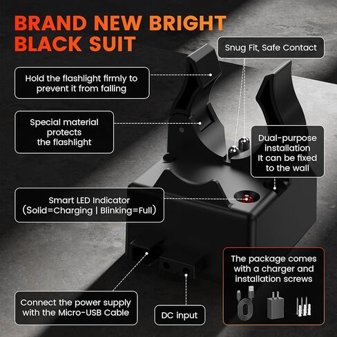 Replacement 75105 Charger Holder for Stream Light - Compatible with Streamlight Stinger Series Rechargeable Flashlight Smart Charge Holder - USB Charger Base Power Cord - Black in Kuwait