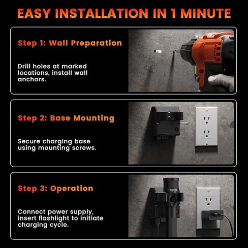 Replacement 75105 Charger Holder for Stream Light - Compatible with Streamlight Stinger Series Rechargeable Flashlight Smart Charge Holder - USB Charger Base Power Cord - Black in Kuwait