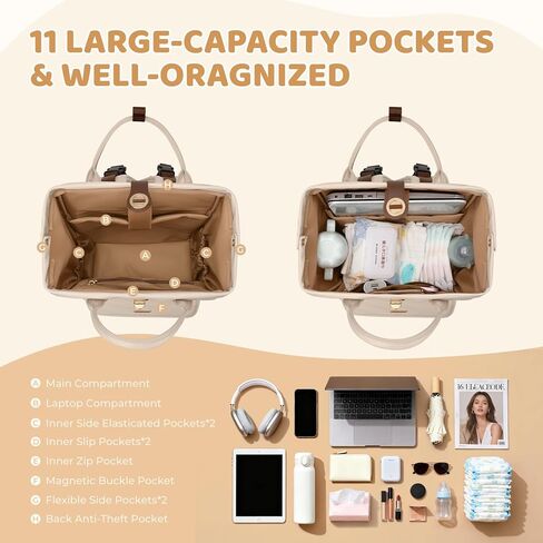 Diaper Bag Backpack,Multi Function Water Resistant Diaper Bag With Hook,Casual Hanging diaper bag for mom,16 Inch,Black in Saudi Arabia