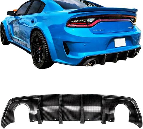 ناشر خلفي متوافق مع 2015-2024 تشارجر GT Style ناشر شفة المصد الخلفي، 2017 2018 2019 ناشر شاحن أسود مطفي in Kuwait