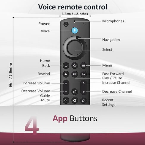 بديل صوتي عن بعد لجميع سلاسل Fire، Hisense، TV Cube/Stick، متوافق مع Stick 4K Max/4K (الجيل الأول/الثاني)، Stick (الجيل الثاني/الثالث)/Stick Lite/HD، Omni، Insignia/Toshiba/Pioneer Smart TV in Kuwait