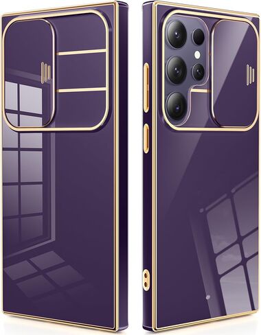 حافظة CAPRARO لهاتف Samsung Galaxy S24 Ultra مع غطاء كاميرا، [واقي شاشة 1x وغطاء كاميرا منزلق] حافظة هاتف واقية مقاومة للصدمات من الدرجة العسكرية لهاتف S24 Ultra مقاس 6.8 بوصة، أرجواني عميق in Kuwait
