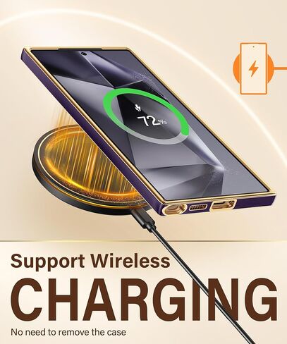 حافظة CAPRARO لهاتف Samsung Galaxy S24 Ultra مع غطاء كاميرا، [واقي شاشة 1x وغطاء كاميرا منزلق] حافظة هاتف واقية مقاومة للصدمات من الدرجة العسكرية لهاتف S24 Ultra مقاس 6.8 بوصة، أرجواني عميق in Kuwait