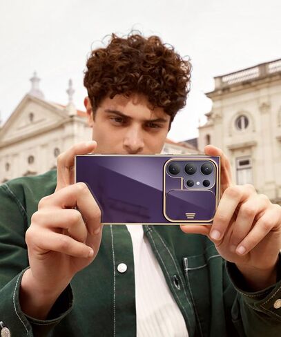 حافظة CAPRARO لهاتف Samsung Galaxy S24 Ultra مع غطاء كاميرا، [واقي شاشة 1x وغطاء كاميرا منزلق] حافظة هاتف واقية مقاومة للصدمات من الدرجة العسكرية لهاتف S24 Ultra مقاس 6.8 بوصة، أرجواني عميق in Kuwait