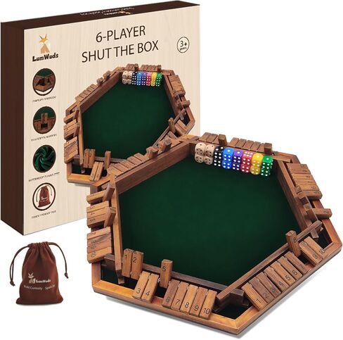 أغلق لعبة Box Game Wooden Board لـ 1-6 لاعبين مع 16 Dice و Dice Game للبالغين والأطفال في المنزل أو الفصل الدراسي أو الحفلات in Saudi Arabia