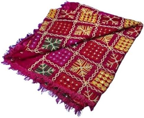 وشاح JG JAI GOVINDAM النسائي من Chinon Dupatta ناعم خفيف الوزن عرقي للبدلة، كورتي، Lehenga Party Wear Dupatta للنساء (1، أحمر، 2.2 متر) in Kuwait