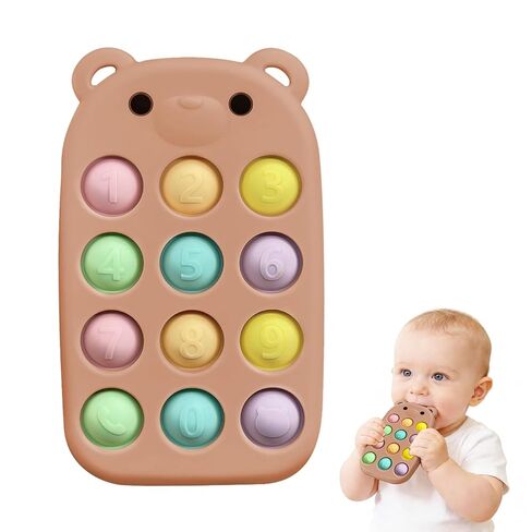 baby phone teething toys, food grade silicone teether toy for baby 3-18 months, chew toys with number pop bubbles, Fidget Toy for Kids, Pop It Game, BPA-Free, Ideal Gift for Baby Girls and Boys in Saudi Arabia