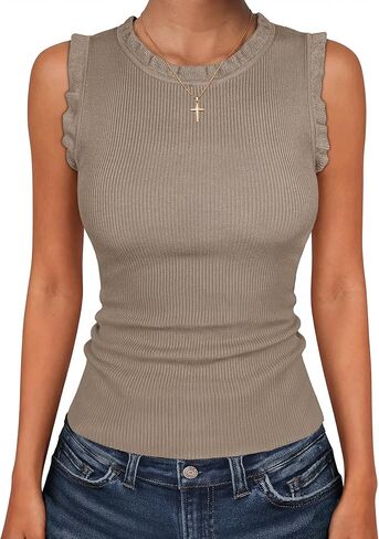 ANRABESS Sleeveless Tank Tops for Women Crew Neck Ribbed Knit Business Casual Sweater Tops 2026 Summer Cute Trendy Clothes in Saudi Arabia