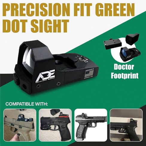 Ade Advanced Optics RD3-006B-2 Green Dot Reflex Sight – 3 MOA Reticle, 5 Brightness Settings, Fits Doctor/Venom/Fastfire Footprint, Includes Picatinny Mount – Compact Pistol Optic for Handgun Slides in Saudi Arabia