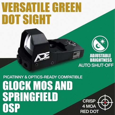 Ade Advanced Optics RD3-006B-2 Green Dot Reflex Sight – 3 MOA Reticle, 5 Brightness Settings, Fits Doctor/Venom/Fastfire Footprint, Includes Picatinny Mount – Compact Pistol Optic for Handgun Slides in Saudi Arabia