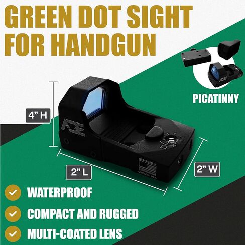 Ade Advanced Optics RD3-006B-2 Green Dot Reflex Sight – 3 MOA Reticle, 5 Brightness Settings, Fits Doctor/Venom/Fastfire Footprint, Includes Picatinny Mount – Compact Pistol Optic for Handgun Slides in Saudi Arabia