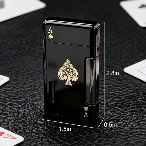 2 Pack Torch Lighter, Classic Pocket Ace Lighters with Gift Box for Men, Visible Window, Adjustable Dual Jet Torch, Refillable Butane Lighters for Travel, Outdoors(Without Butane) in Saudi Arabia